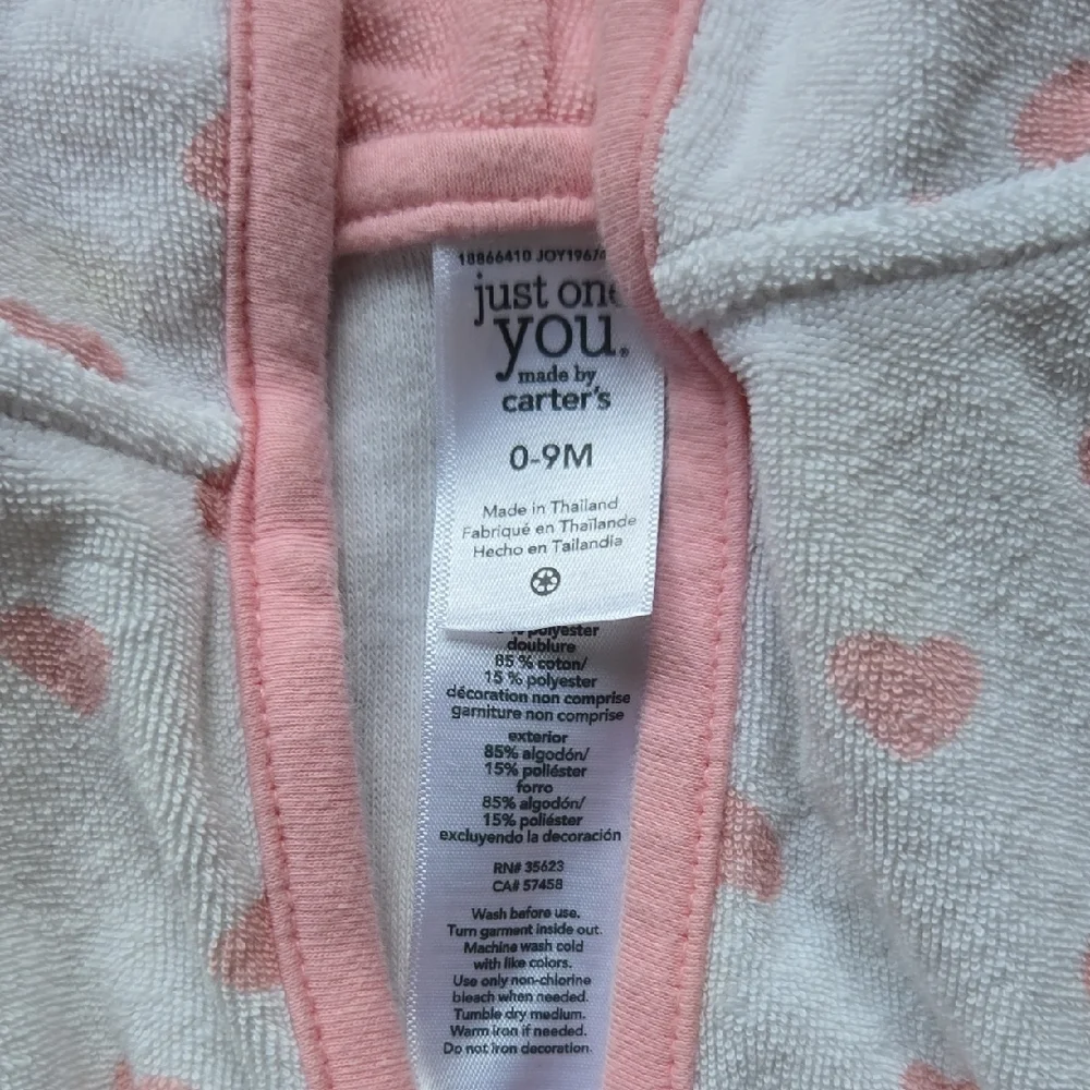 Set of 4 - Carter's Baby Girl Bath Towels and Robe Bundle.